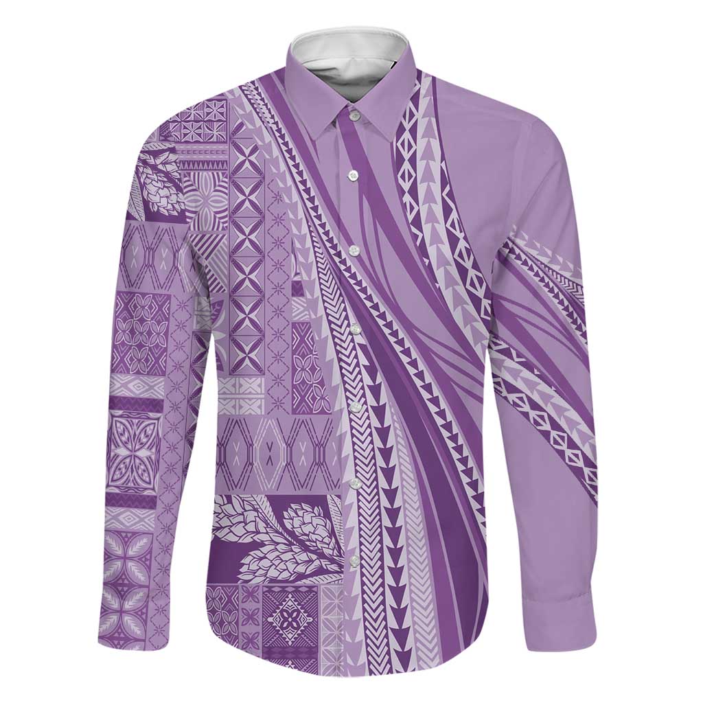 Pasifika Women's Day - Samoa Siapo Malu Tattoo Inspired Family Matching Mermaid Dress and Hawaiian Shirt Lavender