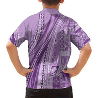 Pasifika Women's Day - Samoa Siapo Malu Tattoo Inspired Family Matching Off Shoulder Short Dress and Hawaiian Shirt Lavender