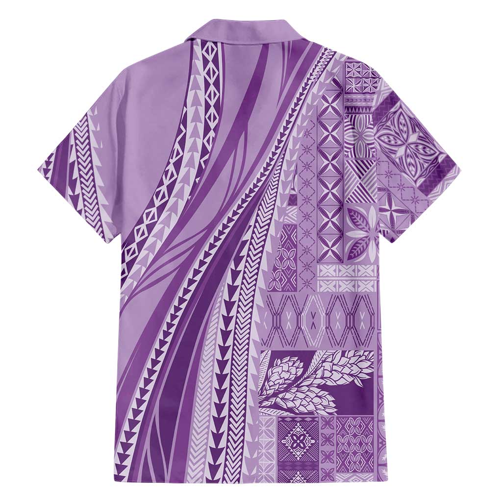 Pasifika Women's Day - Samoa Siapo Malu Tattoo Inspired Family Matching Off Shoulder Short Dress and Hawaiian Shirt Lavender