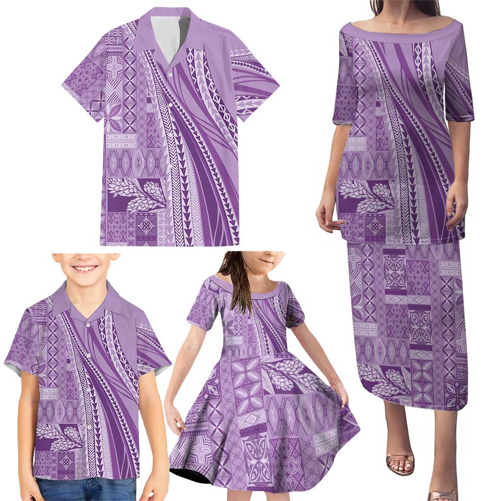 Pasifika Women's Day - Samoa Siapo Malu Tattoo Inspired Family Matching Puletasi and Hawaiian Shirt Lavender