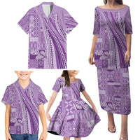 Pasifika Women's Day - Samoa Siapo Malu Tattoo Inspired Family Matching Puletasi and Hawaiian Shirt Lavender