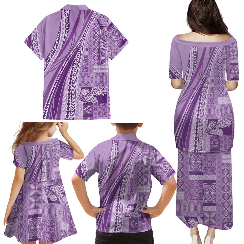 Pasifika Women's Day - Samoa Siapo Malu Tattoo Inspired Family Matching Puletasi and Hawaiian Shirt Lavender