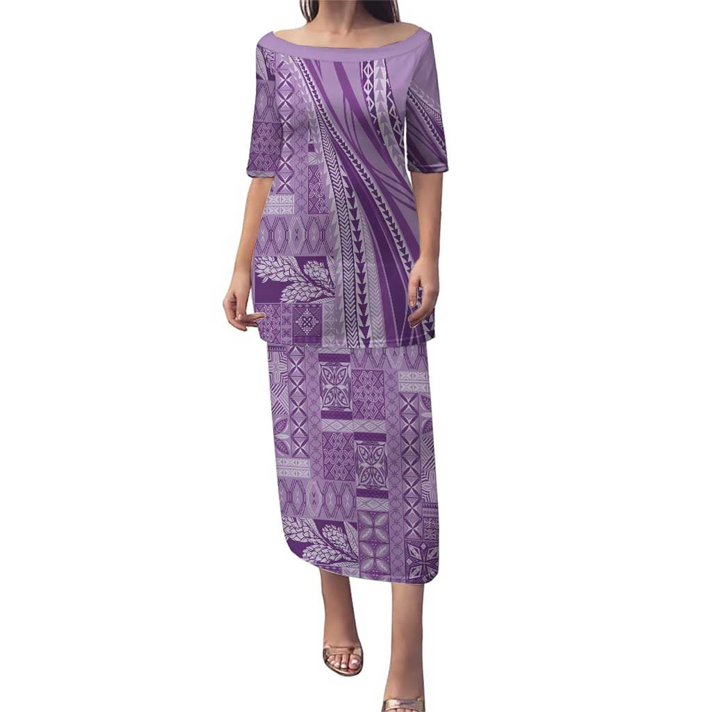 Pasifika Women's Day - Samoa Siapo Malu Tattoo Inspired Family Matching Puletasi and Hawaiian Shirt Lavender