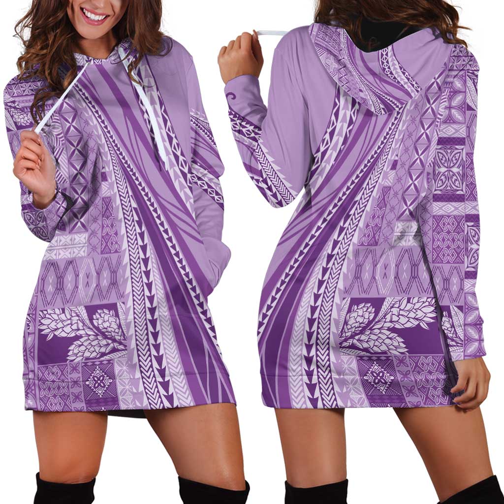 Pasifika Women's Day - Samoa Siapo Malu Tattoo Inspired Hoodie Dress Lavender LT7 - Polynesian Pride