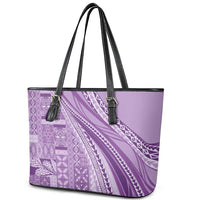 Pasifika Women's Day - Samoa Siapo Malu Tattoo Inspired Leather Tote Bag Lavender