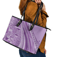 Pasifika Women's Day - Samoa Siapo Malu Tattoo Inspired Leather Tote Bag Lavender