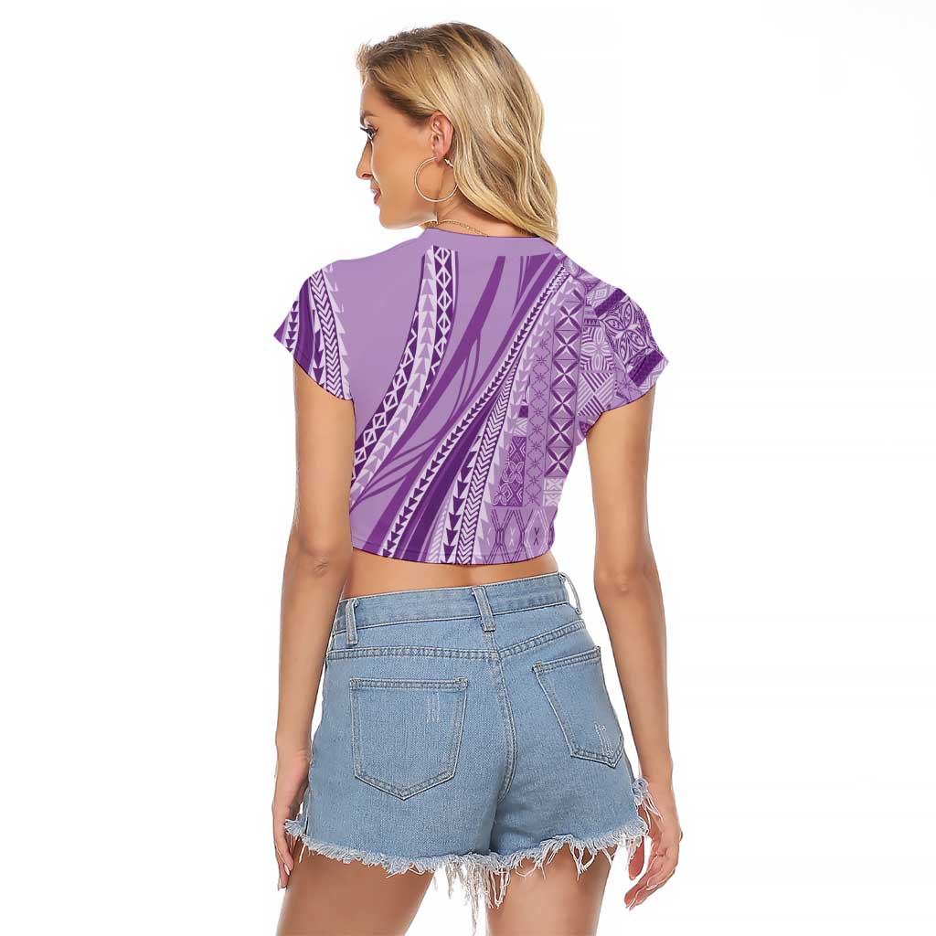 Pasifika Women's Day - Samoa Siapo Malu Tattoo Inspired Raglan Cropped T Shirt Lavender LT7 - Polynesian Pride