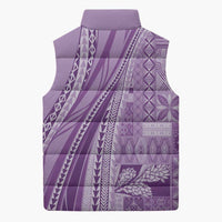 Pasifika Women's Day - Samoa Siapo Malu Tattoo Inspired Sleeveless Puffer Jacket Lavender