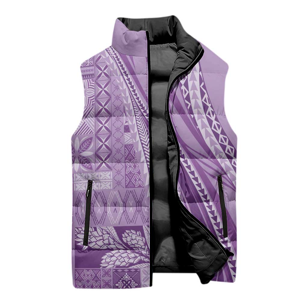 Pasifika Women's Day - Samoa Siapo Malu Tattoo Inspired Sleeveless Puffer Jacket Lavender