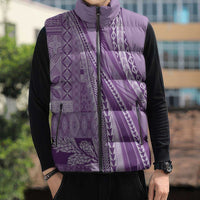 Pasifika Women's Day - Samoa Siapo Malu Tattoo Inspired Sleeveless Puffer Jacket Lavender