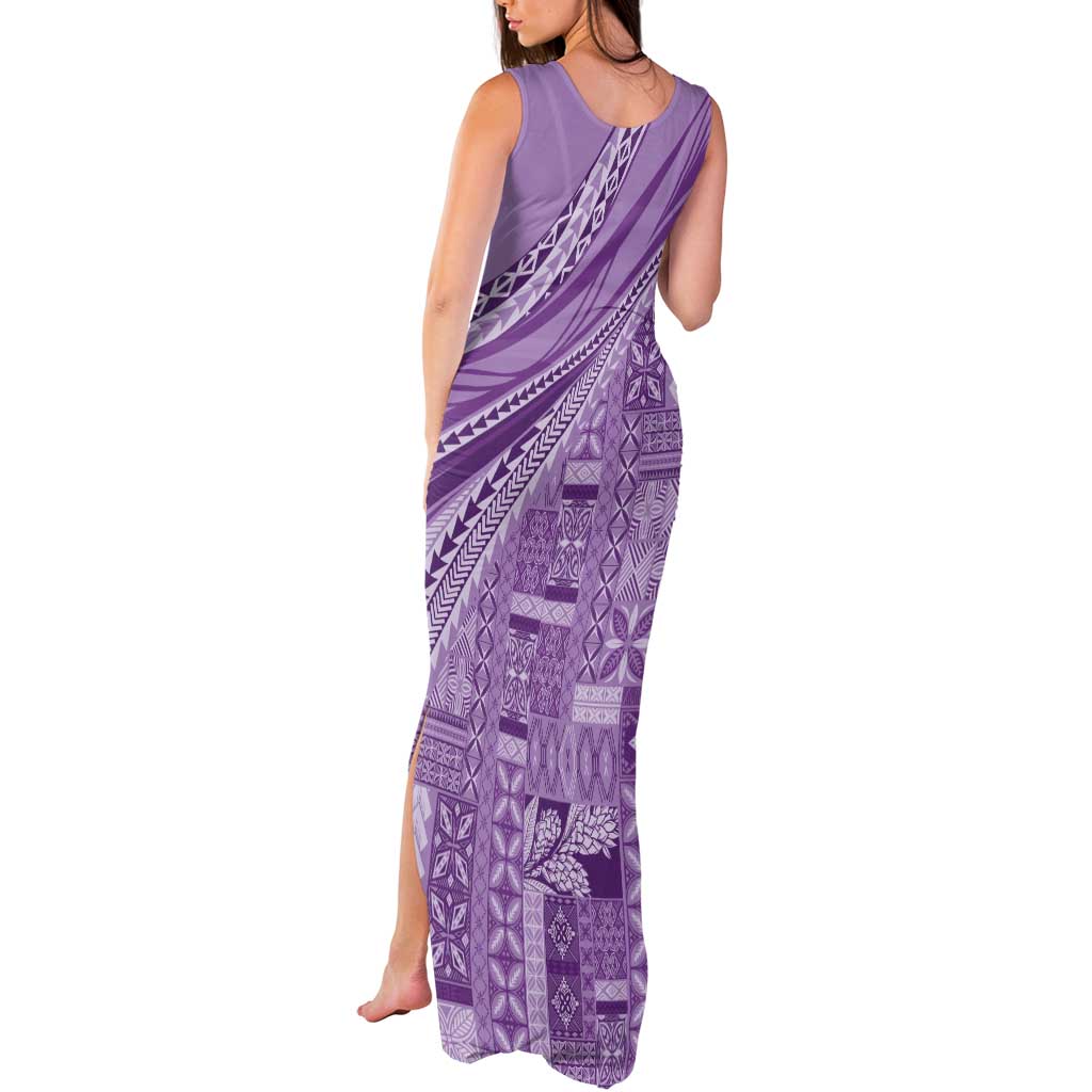 Pasifika Women's Day - Samoa Siapo Malu Tattoo Inspired Tank Maxi Dress Lavender LT7 - Polynesian Pride
