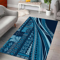 Pasifika Women's Day - Samoa Siapo Malu Tattoo Inspired Area Rug Navy Blue