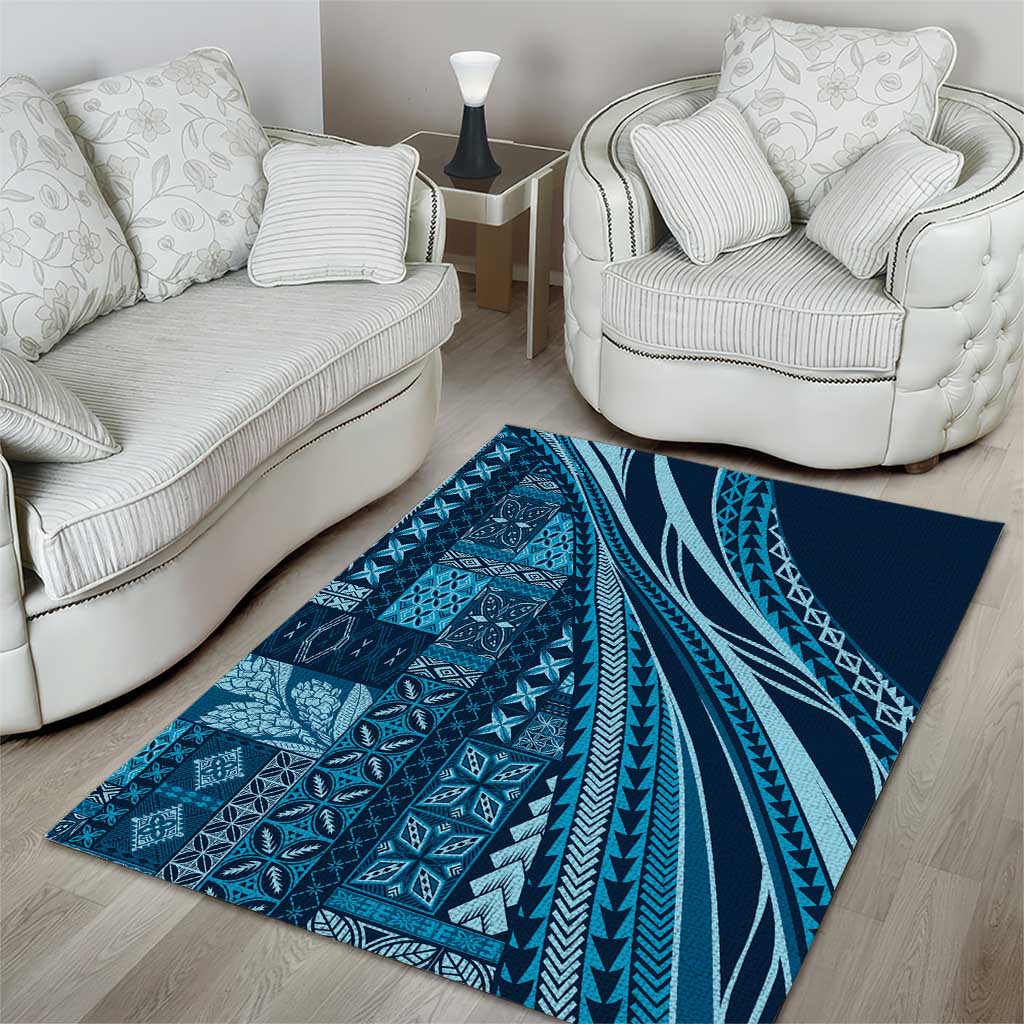 Pasifika Women's Day - Samoa Siapo Malu Tattoo Inspired Area Rug Navy Blue