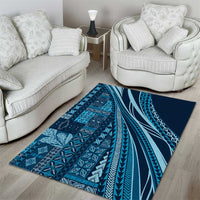Pasifika Women's Day - Samoa Siapo Malu Tattoo Inspired Area Rug Navy Blue