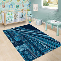 Pasifika Women's Day - Samoa Siapo Malu Tattoo Inspired Area Rug Navy Blue