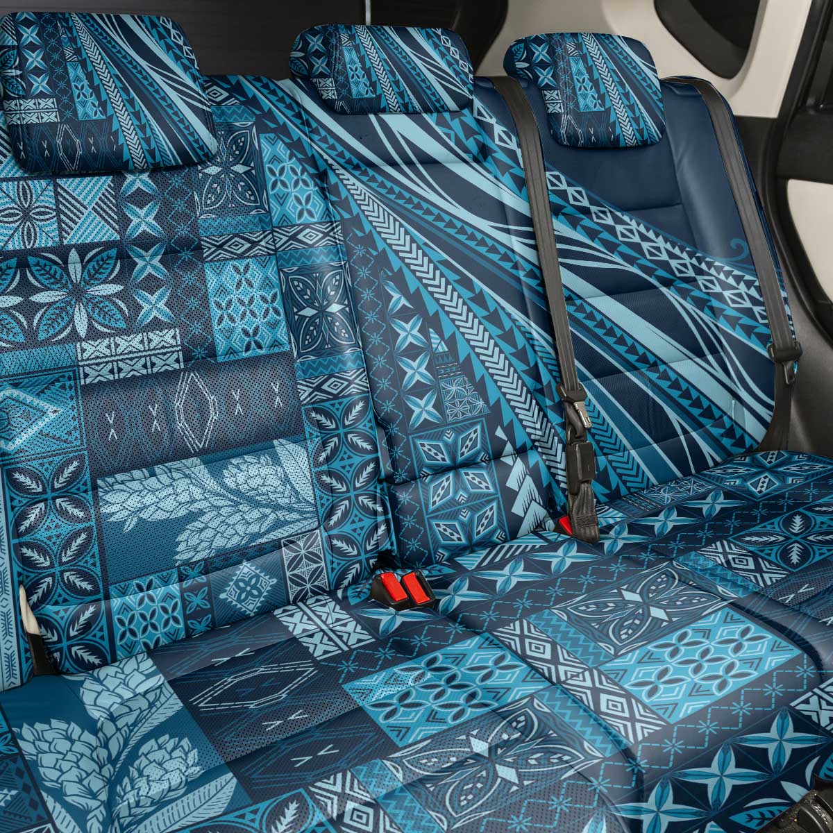 Pasifika Women's Day - Samoa Siapo Malu Tattoo Inspired Back Car Seat Cover Navy Blue