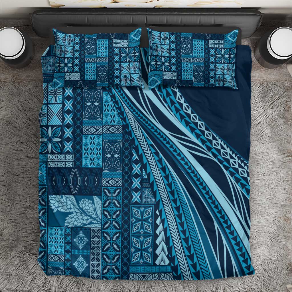 Pasifika Women's Day - Samoa Siapo Malu Tattoo Inspired Bedding Set Navy Blue LT7 Navy Blue - Polynesian Pride