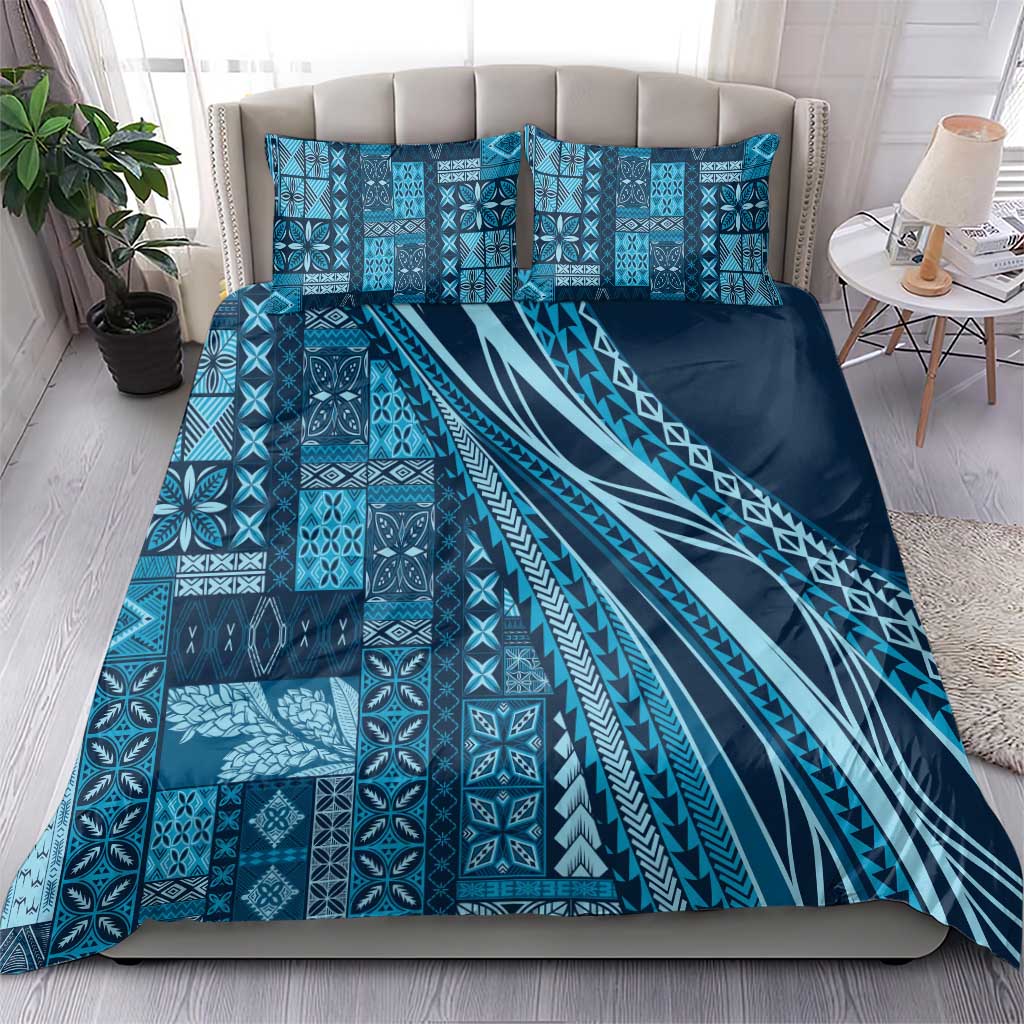 Pasifika Women's Day - Samoa Siapo Malu Tattoo Inspired Bedding Set Navy Blue LT7 - Polynesian Pride