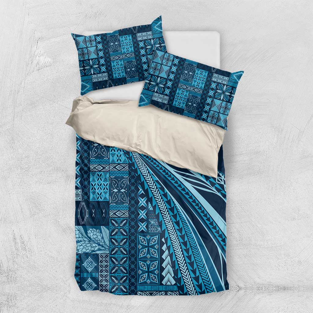 Pasifika Women's Day - Samoa Siapo Malu Tattoo Inspired Bedding Set Navy Blue LT7 US Twin 172cm x 218cm Navy Blue - Polynesian Pride