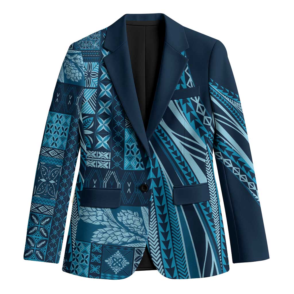 Pasifika Women's Day - Samoa Siapo Malu Tattoo Inspired Blazer Navy Blue