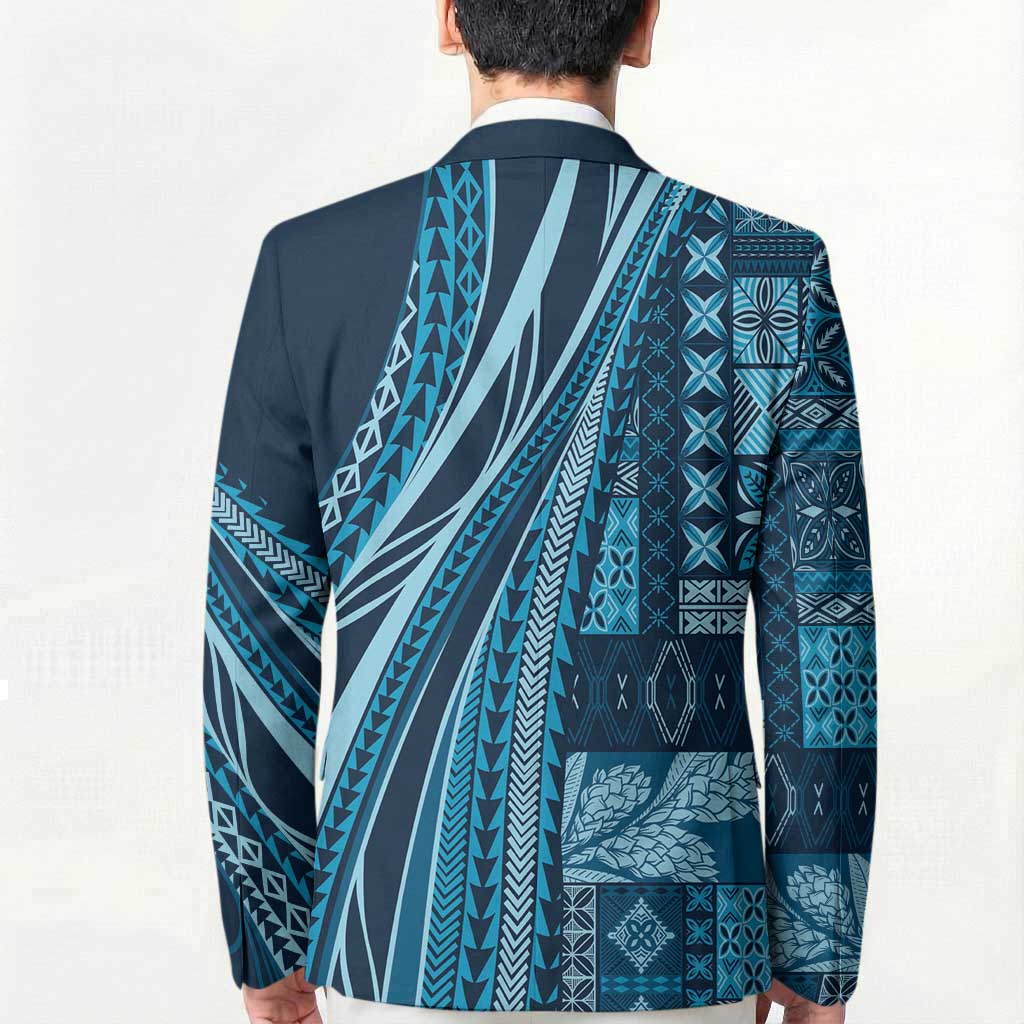 Pasifika Women's Day - Samoa Siapo Malu Tattoo Inspired Blazer Navy Blue