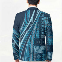 Pasifika Women's Day - Samoa Siapo Malu Tattoo Inspired Blazer Navy Blue