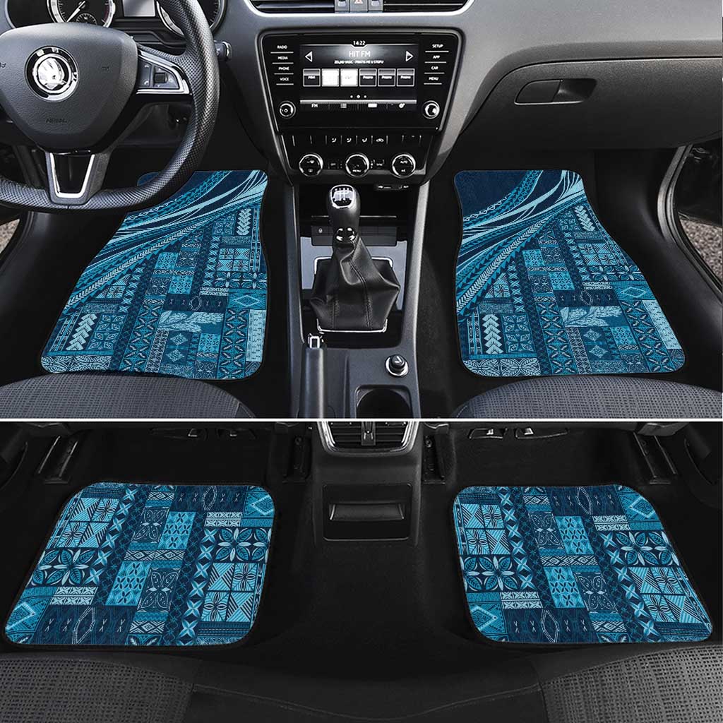 Pasifika Women's Day - Samoa Siapo Malu Tattoo Inspired Car Mats Navy Blue LT7 Set 4pcs Navy Blue - Polynesian Pride