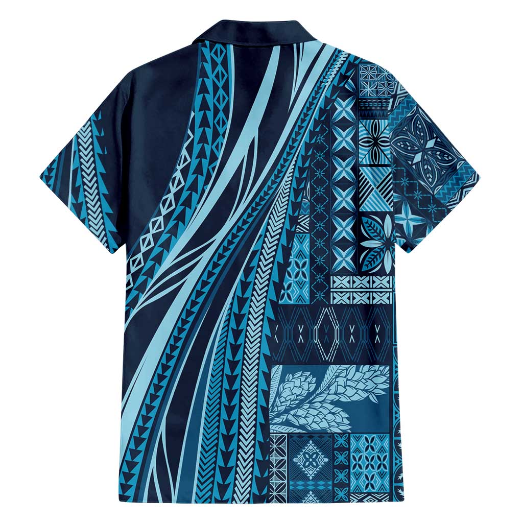 Pasifika Women's Day - Samoa Siapo Malu Tattoo Inspired Family Matching Mermaid Dress and Hawaiian Shirt Navy Blue