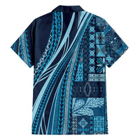Pasifika Women's Day - Samoa Siapo Malu Tattoo Inspired Family Matching Mermaid Dress and Hawaiian Shirt Navy Blue