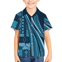 Pasifika Women's Day - Samoa Siapo Malu Tattoo Inspired Family Matching Mermaid Dress and Hawaiian Shirt Navy Blue