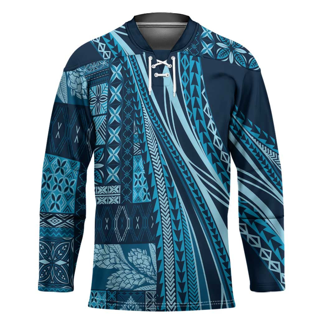 Pasifika Women's Day - Samoa Siapo Malu Tattoo Inspired Hockey Jersey Navy Blue