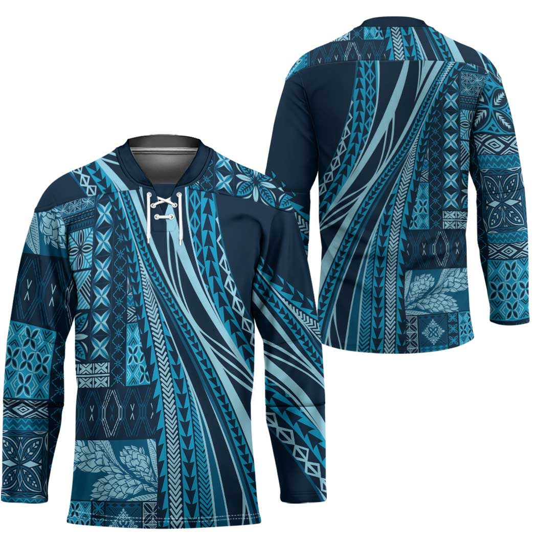 Pasifika Women's Day - Samoa Siapo Malu Tattoo Inspired Hockey Jersey Navy Blue
