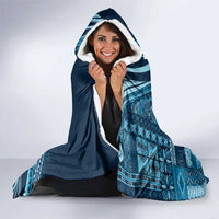 Pasifika Women's Day - Samoa Siapo Malu Tattoo Inspired Hooded Blanket Navy Blue LT7 - Polynesian Pride