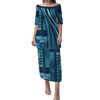 Pasifika Women's Day - Samoa Siapo Malu Tattoo Inspired Puletasi Navy Blue LT7 Long Dress Navy Blue - Polynesian Pride