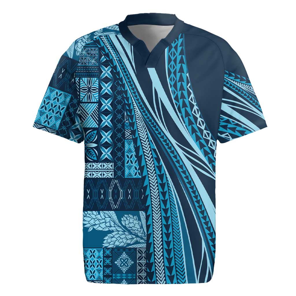 Pasifika Women's Day - Samoa Siapo Malu Tattoo Inspired Rugby Jersey Navy Blue LT7 Navy Blue - Polynesian Pride