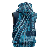 Pasifika Women's Day - Samoa Siapo Malu Tattoo Inspired Sleeveless Zip Hoodie Navy Blue LT7 - Polynesian Pride