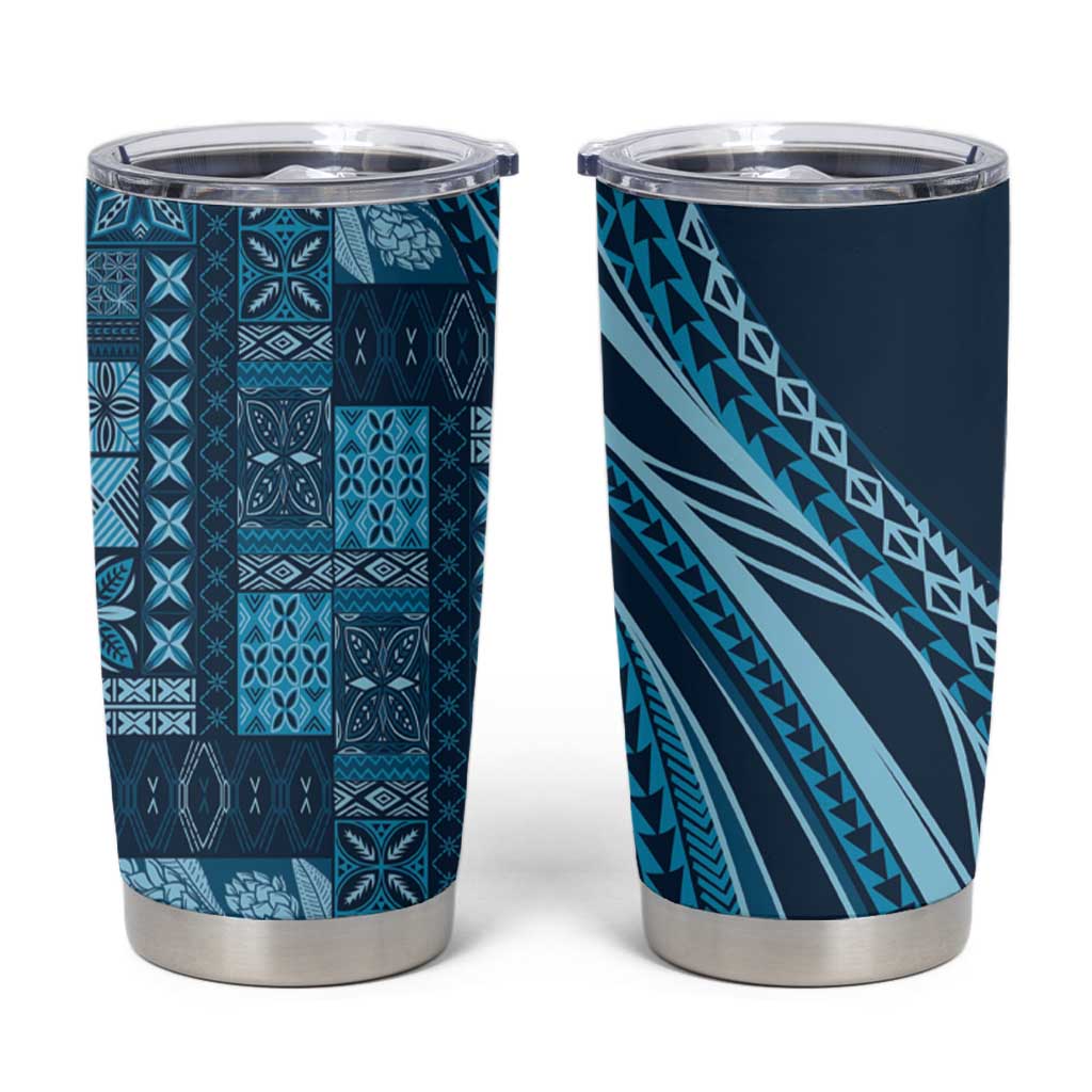Pasifika Women's Day - Samoa Siapo Malu Tattoo Inspired Tumbler Cup Navy Blue LT7 Navy Blue - Polynesian Pride