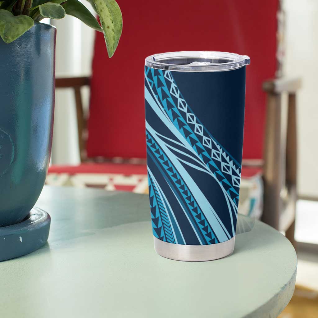 Pasifika Women's Day - Samoa Siapo Malu Tattoo Inspired Tumbler Cup Navy Blue LT7 - Polynesian Pride