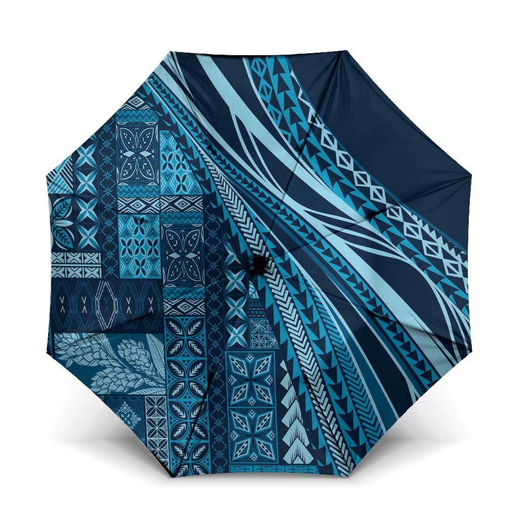 Pasifika Women's Day - Samoa Siapo Malu Tattoo Inspired Umbrella Navy Blue