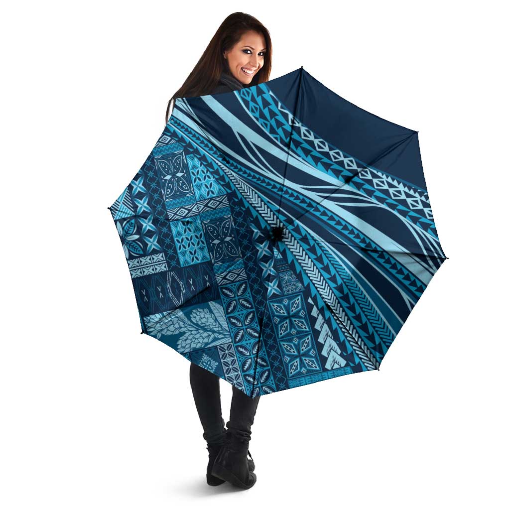 Pasifika Women's Day - Samoa Siapo Malu Tattoo Inspired Umbrella Navy Blue