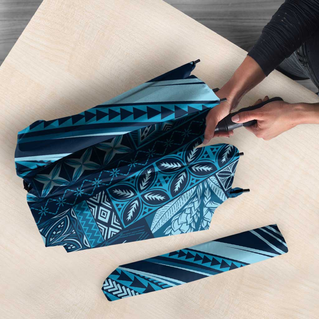 Pasifika Women's Day - Samoa Siapo Malu Tattoo Inspired Umbrella Navy Blue