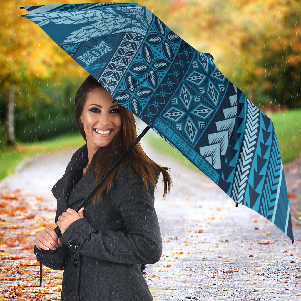 Pasifika Women's Day - Samoa Siapo Malu Tattoo Inspired Umbrella Navy Blue