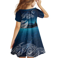 New Zealand Matariki Family Matching Off The Shoulder Long Sleeve Dress and Hawaiian Shirt Starry Night Style LT7 - Polynesian Pride