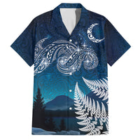 New Zealand Matariki Family Matching Off The Shoulder Long Sleeve Dress and Hawaiian Shirt Starry Night Style LT7 Dad's Shirt - Short Sleeve Navy - Polynesian Pride