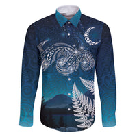 New Zealand Matariki Family Matching Off The Shoulder Long Sleeve Dress and Hawaiian Shirt Starry Night Style LT7 Dad's Shirt - Long Sleeve Navy - Polynesian Pride