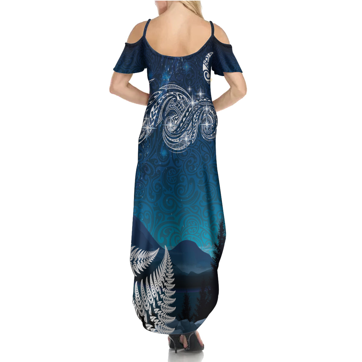 New Zealand Matariki Family Matching Summer Maxi Dress and Hawaiian Shirt Starry Night Style