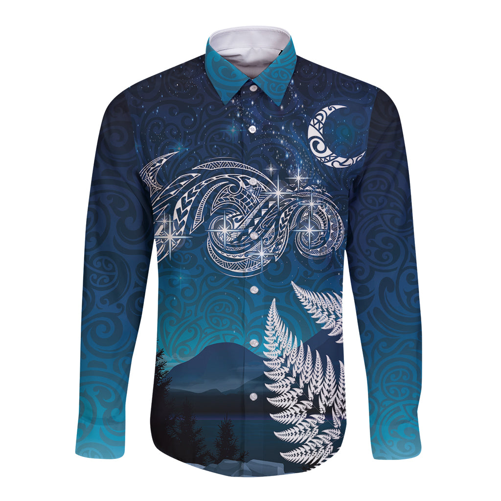 New Zealand Matariki Long Sleeve Button Shirt Starry Night Style