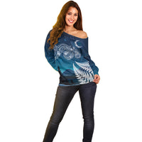 New Zealand Matariki Off Shoulder Sweater Starry Night Style