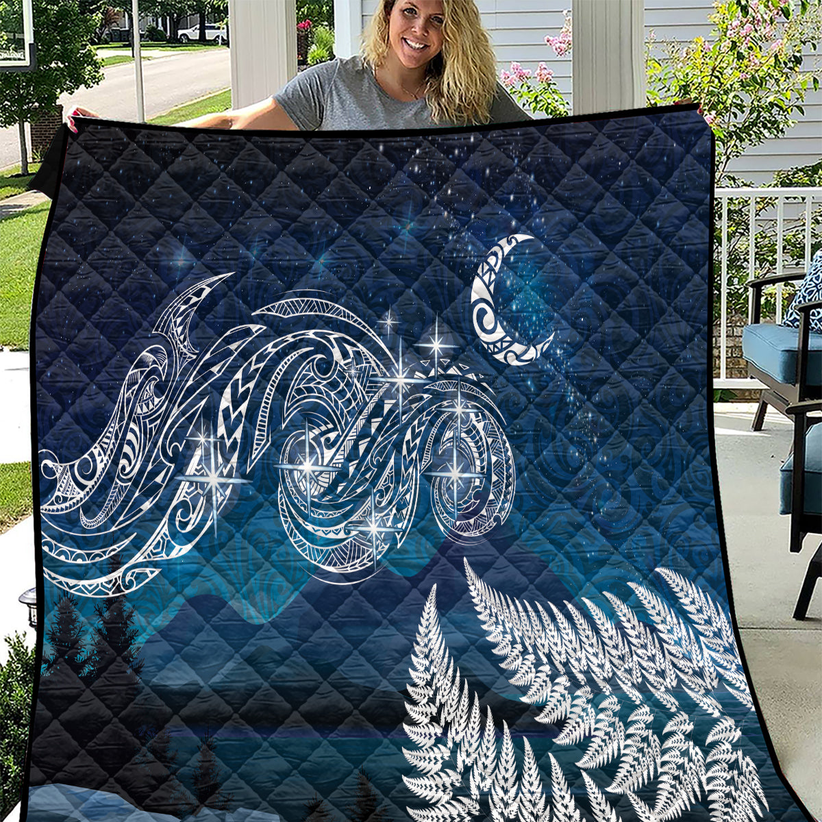 New Zealand Matariki Quilt Starry Night Style LT7 Navy - Polynesian Pride