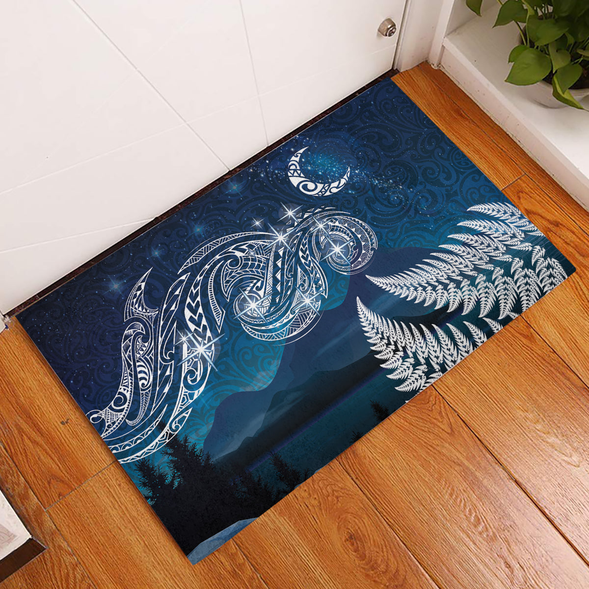 New Zealand Matariki Rubber Doormat Starry Night Style LT7 Navy - Polynesian Pride